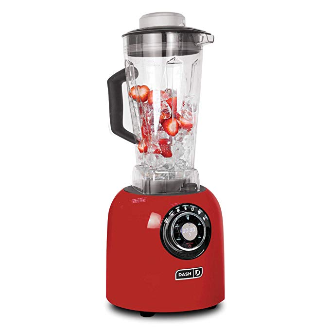 Dash Chef Series 64 oz Blender with Stainless Steel Blades + Digital Display for Coffee Drinks, Frozen Cocktails, Smoothies, Soup, Fondue & More - Red