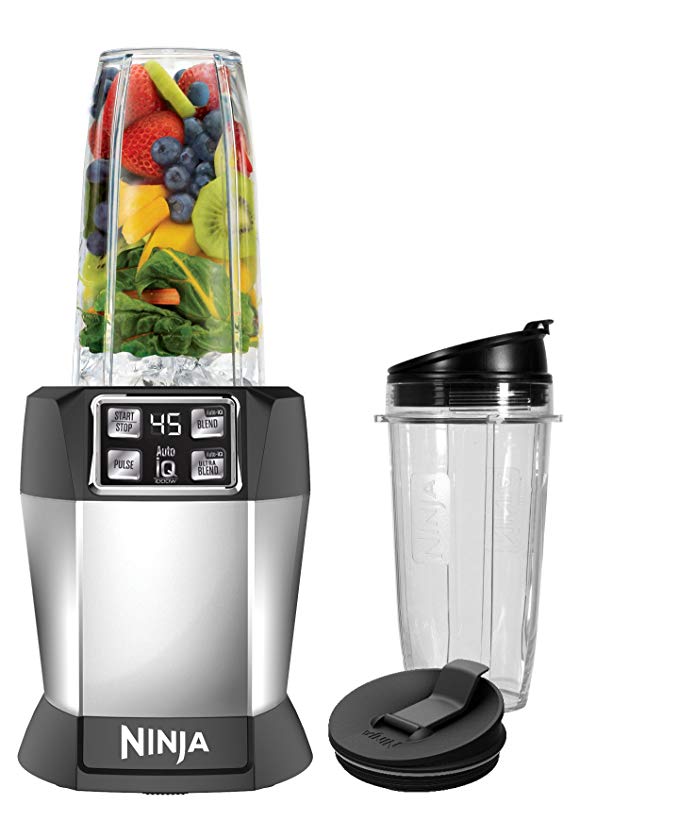 Nutri Ninja Personal Blender with 1000 Watt Auto-IQ Base for Juices, Shakes and Smoothies with 18 and 24-Ounce Cups, and 75 Recipe Book (BL480D)