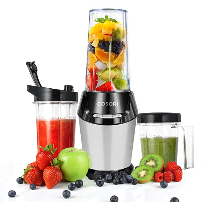 Cosori 10-Piece High-Speed Blender/Mixer System with 800-Watt Base, 2 X 32oz Cups, One 24oz Cup and Bonus Clean Brush, Great Personal Blender for Shakes and Smoothies, Juices, Fruits & Vegetables
