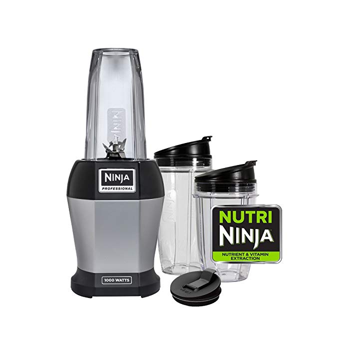 Nutri NINJA BL455 Professional 1000 watts Personal Blender Bonus Set with 3-Sip & Seal Single Serves(12, 18, and 24-Ounce Cups) & 75-Recipe Cookbook