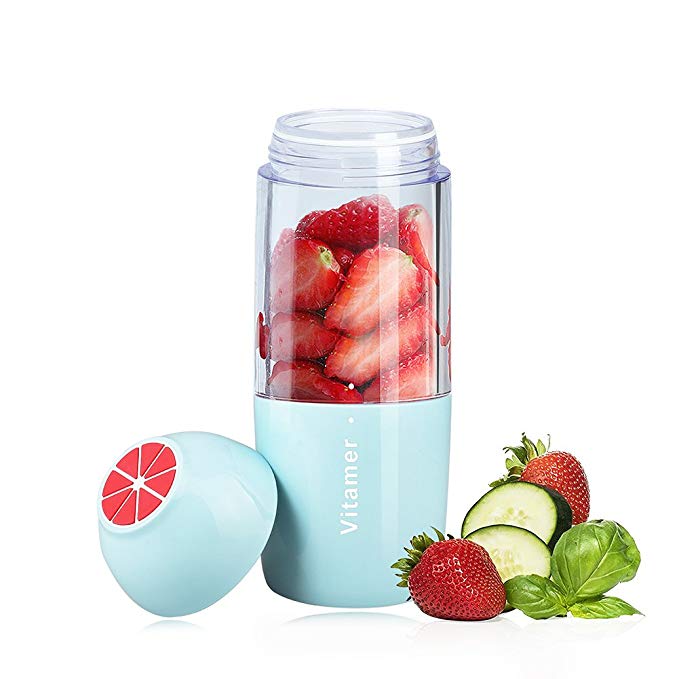 Portable Smoothie Blender, Carry360 Rechargeable Small Personal Size Juice Blender Powerful Shakes Blender Juicer Cup Blender, Blue 380ml