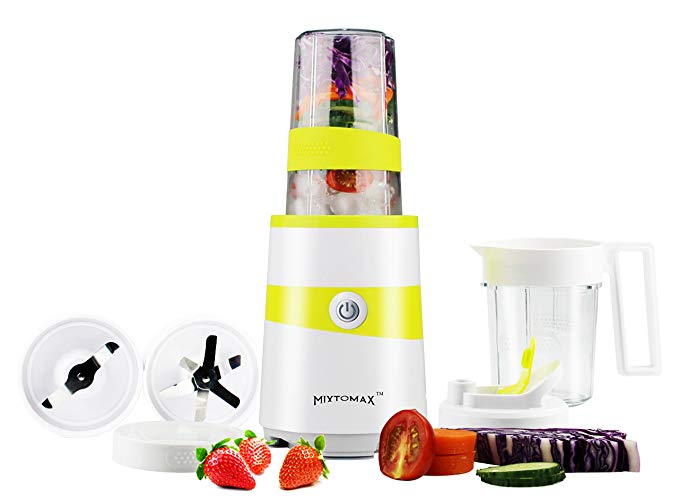 MixtoMax NB600 High Speed Smoothie Blender Multifunctional Mixer 1000W Compact and High-Power with 2 BPA Free Cups and 2 Stainless Steel Blades for Extracting and Milling