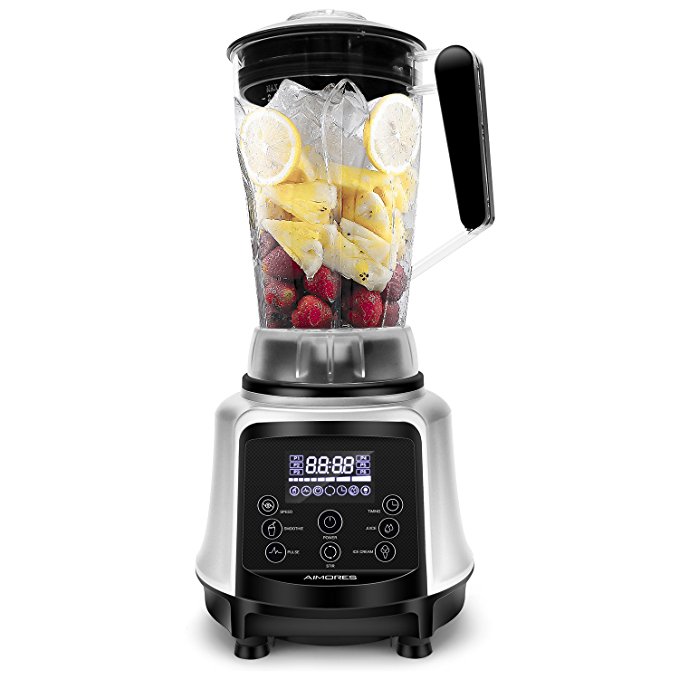 Aimores Professional Blender for Shakes and Smoothies, Food Processor, 3-in-1 75oz High Speed Programmed Juice Blender, Smoothie Maker for Ice, 28,000RPM, with Tamper & Recipe, ETL/FDA (Silver)