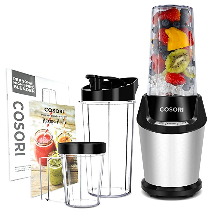 COSORI 800 Watts Blender, 10-Piece Blender for Shakes and Smoothies Professional Personal Maker with Cleaning Brush and Cups and Bottles, 2x32 oz and 1x24 oz（Upgraded Version)