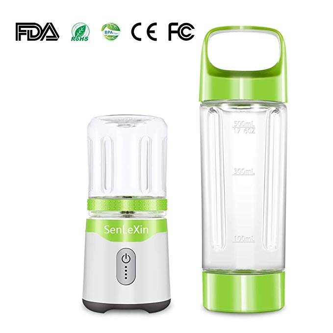 Protable Blender With 2 FDA Approved Cups,Personal Size Juicer Blender, Household Fruit Mixer for Shakes and Smoothies, Rechargeable Juicer Cup, Powerful 6 Blades for Superb Mixing