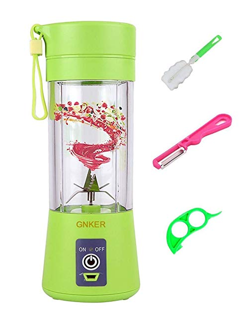 Portable Juicer with Travel Sport Bottle Electric Fruit Blender Cup 6 Blades Baby Food Maker USB Charger Cable Automatic Shaker Blender Mixer 13 Ounce