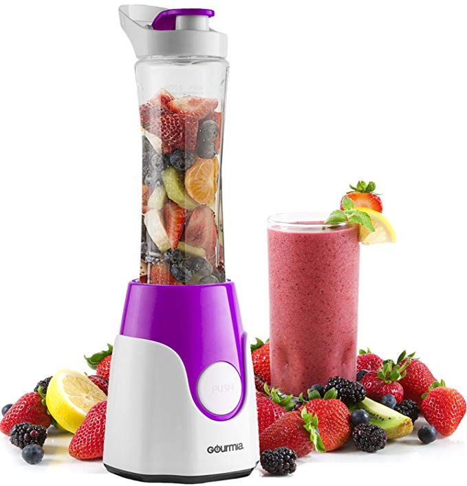 Gourmia GPB250 Personal Home Blender - BlendMate Smoothie Plus Edition - Included Travel Sport Bottle & Lid - Dual Action Blade - 250W - Purple - Free E-Recipe Book Included