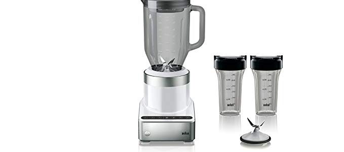 Braun JB7352 WHS PureMix Power Countertop Blender with Glass Jug & Smoothie2Go Cups, 56 fl. oz, White Review