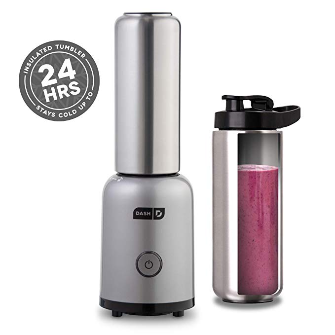 Dash Arctic Chill Blender: The Compact Personal Blender with Insulated Stainless-Steel Tumbler 16 oz + Travel Lid for Coffee Drinks, Frozen Cocktails, & Smoothies