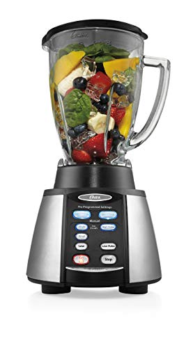 Oster Reverse Crush Counterforms Blender, with 6-Cup Glass Jar, 7-Speed Settings and Brushed Stainless Steel/Black Finish