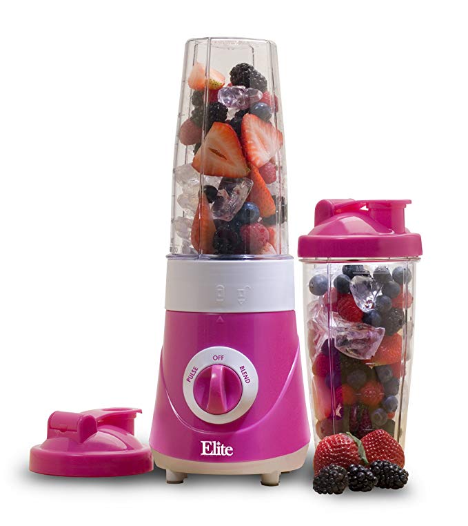 Elite Cuisine EPB-2572P Maxi-Matic Personal Drink Mixer with Two 28-Ounce Travel Mugs, Purple