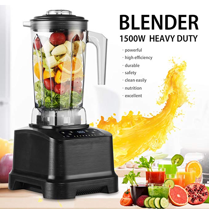 KUPPET 2L 1500W Smoothie Blender-6 Blades Professional Blender w/Digital Touch Screen-30000RPM High Speed Blender Ideal for Soups, Nuts, Ice Cream etc, 68oz, UL/GS/CE Approved, Black