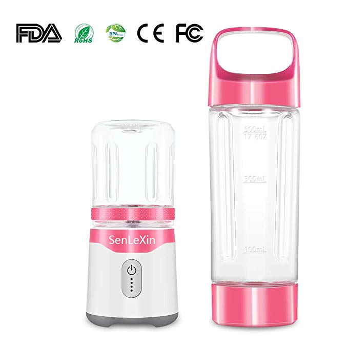 Portable Personal Fruit Juicer | Single Serve Blender Cup | USB Rechargeable Detachable Smoothie Maker Fruits Mixing Machine For Home Office Travel blendjet,With 2 Detachable Cups with 17.6oz and 12oz