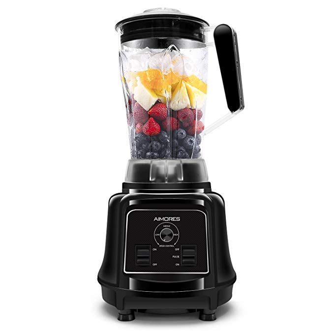 Aimores Commercial Blender for Shakes and Smoothies, Food Processor Combo, Heavy Duty Juice Blender, 75oz Pitcher, 28,000RPM, Variable Speed Control, with Tamper & Recipe, ETL/FDA Certified (Black)
