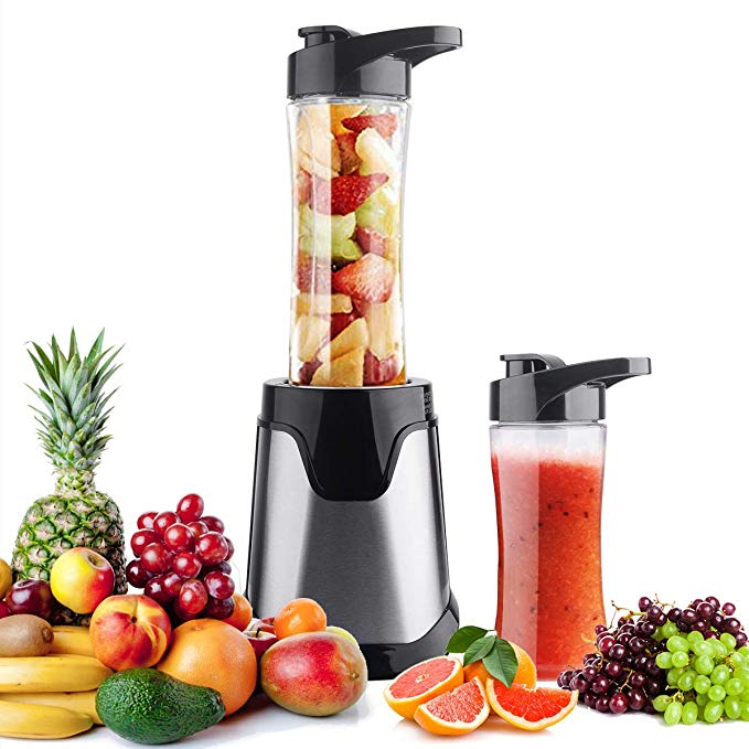 YUKICARE Personal Small Blender Smoothie Maker, Portable Single Serve Electric Blender for Smoothies, Shakes, Frozen Fruit and Baby Food, with Travel Lid and Tritan Travel Sport Bottle, BPA-Free