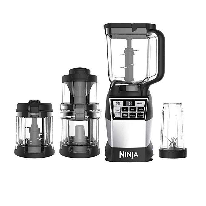 Ninja 4-in-1 Blender and Food Processor System, 1200-Watt Auto-iQ Base with Blending, Processing, Spiralizing, Mixing, and Dough (AMZ012BL), Black
