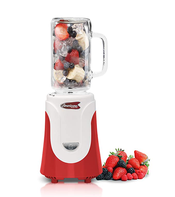 Americana EPB-6050R Personal Blender with 20 oz Glass Jar, Red