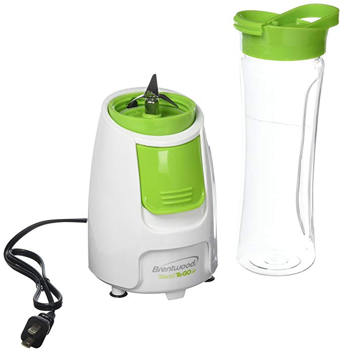 Brentwood Appliances JB-196 Blend-To-Go Blender, White Body with Green Button
