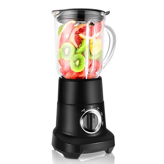 Smoothie Blender, TOBOX Blender 1.5L/53oz High Speed Blender 4-Speed Professional Countertop Blender for Ice, Shakes and Smoothies with 1.5L Glass Jar, 5 Stainless Steel Blades