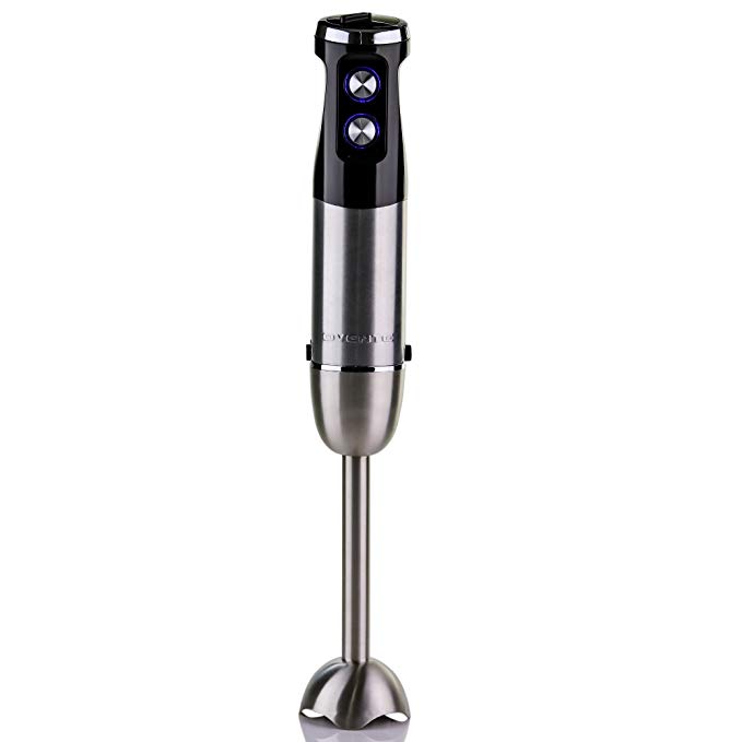Ovente Multi-Purpose Immersion Hand Blender, Brushed Stainless Steel, Variable 6-Speed Control, 500-Watts, Black (HS680B)