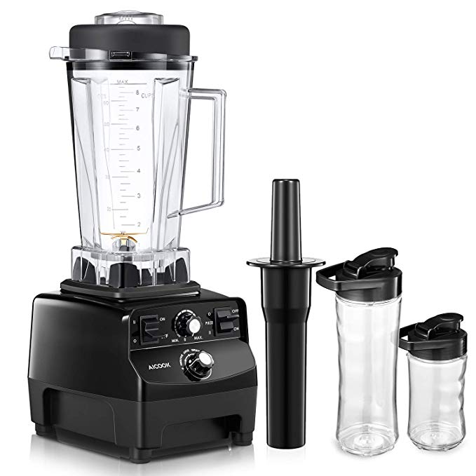 Aicook Blender, Professional 70oz Countertop Blender with 1450-watt Base and Total Crushing Technology for Smoothies, Ice and Frozen Fruit, 2 Blender Bottles, Black